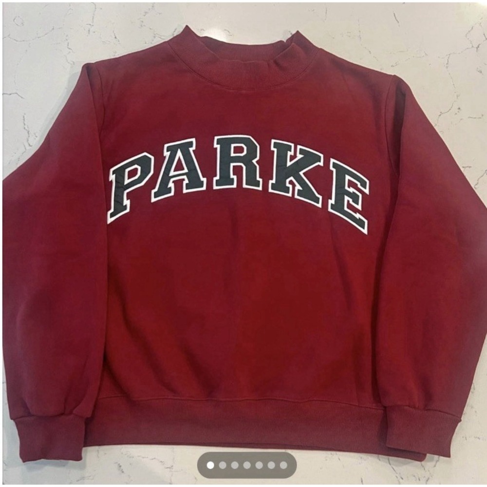 Parke Holiday Varsity Mockneck Sweatshirt Red Green Women's Large